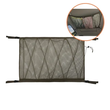 

Universal Elastic Mesh Net trunk Bag Car Ceiling Mesh Storage Bag with Zipper Breathable Adjustable Car Roof Storage Bag