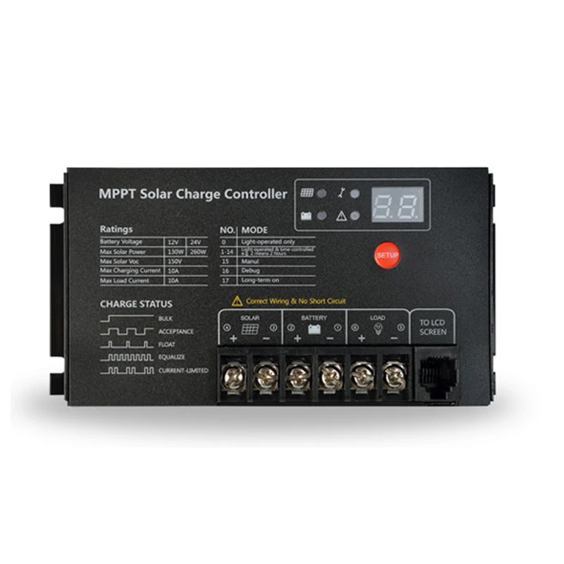 MPPT солнечный Sharge контроллер высокой эффективности 10A 12 V/130 W 24 V/260 W CE ROHS для домашняя заявка