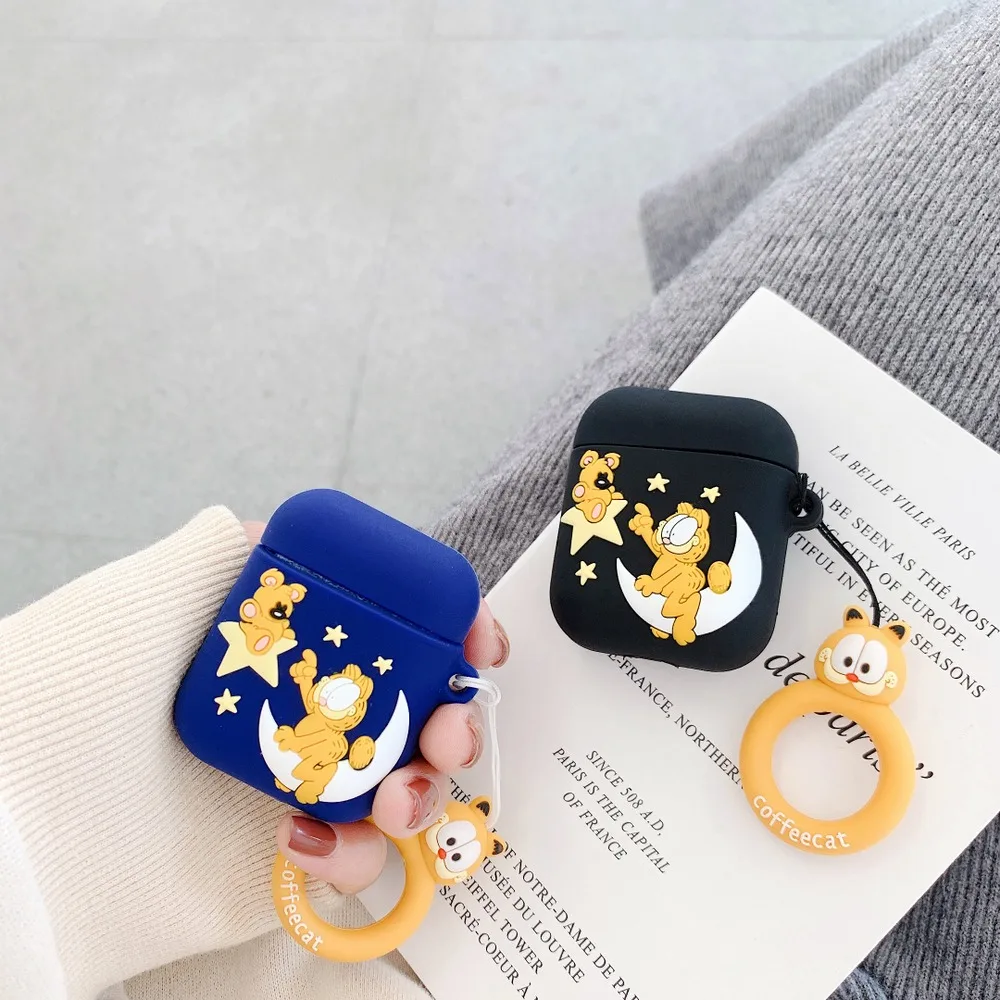 Для apple airpods bluetooth Гарнитура 3D мультфильм кошки Чехол для наушников для airPods 1 2 Мягкий силиконовый чехол для наушников с кольцом