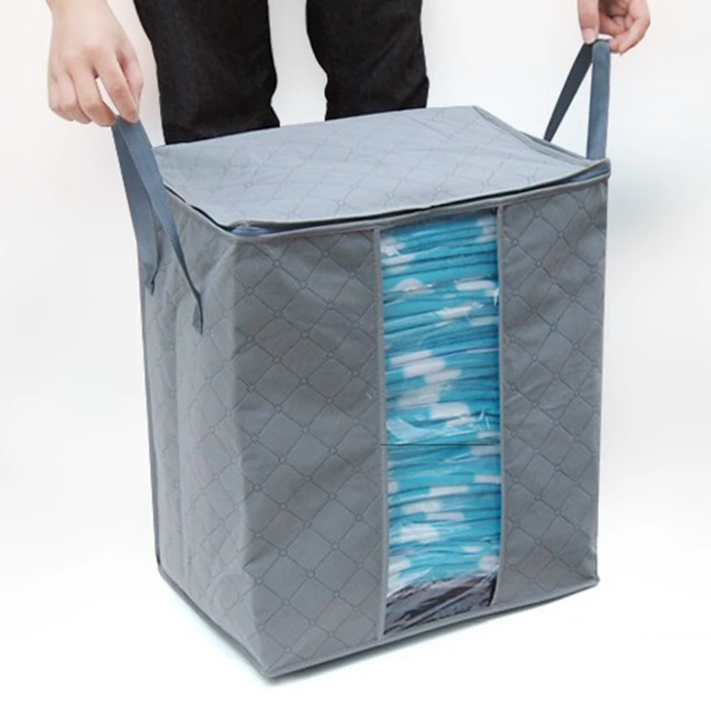 

New Non-woven Portable Clothes Storage Bag Organizer 30*44*49cm Folding Closet Organizer for Pillow Quilt Blanket Bedding