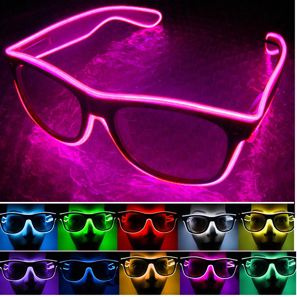 LED EL Wire Glasses Light Up Luminous Eyewear Shades for Nightclub Party Festive 