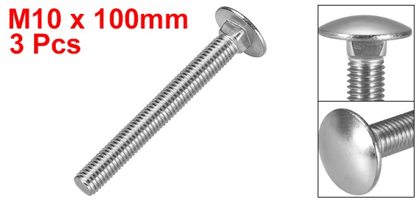 M10 x 45mm Uxcell каретные болты Болт с квадратным подголовком круглая голова квадратная Шея 304 нержавеющая сталь M10x100/M12x35/M12x60/M12x80mm 3 шт - Цвет: M10 x 45mm