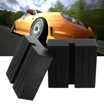 

New 2PCS Universal Black Rubber Car Slotted Frame Rail Floor Jack Guard Adapter Lift Rubber Pads 7.5x7.5x2.5cm Resistant Damage