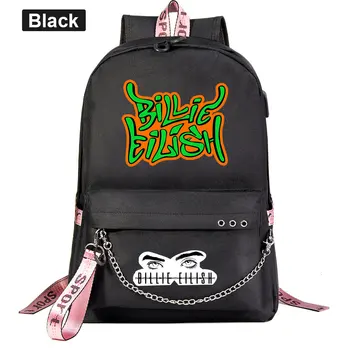 

J5404 Fashion Music Idol POP Billie Eilish Chain Children Girl School bag Teenagers Student Schoolbags Men Women Lady Backpack