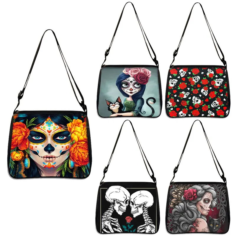 Coolest Skull Print Shoulder Bags Fashion Handbag Women Gothic Print Girl Travel Storage Messenger Bags Girls Crossbody Bag