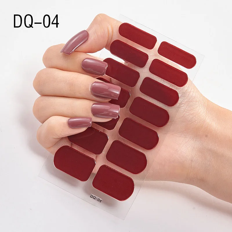 Korean Fashion Colorful 3D Glitter Sequins Nail Art Stickers Manicure DIY Nail Strips Wraps Solid Color