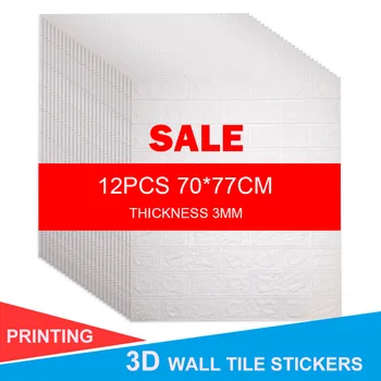 

3D12pcs Selfadhesive Wallpaper Peel and Stick 3D Wall Panel Living Room Brick Stickers Bedroom Kids Room Brick Papers Home Decor