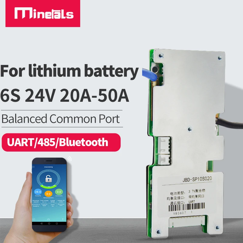 Защитная плата литиевой батареи 6S 24 В с bluetooth модулем smart UART/485 коммуникация SOC power