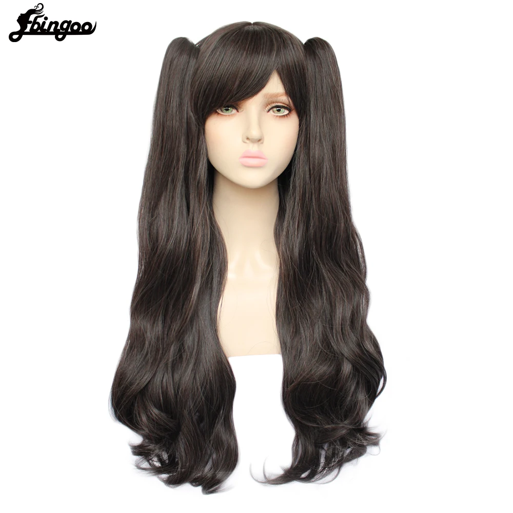 

Ebingoo Fate Stay Night Tohsaka Rin Wig Fate Grand Order Synthetic Cosplay Wig Black Long Wave Wig with Clip Double Ponytail