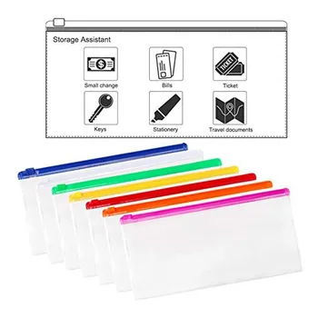 

7pcs Poly Zip Envelope File Bag Bill Bag Pencil Case with Zipper 9 x 4.7 Inches for A6 Size Files Perfect for School Office Home