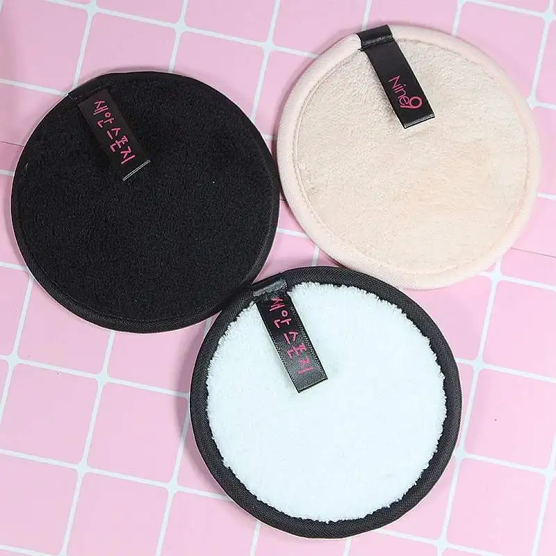 

Reusable Makeup Pads Natural Wool Fiber Face Towel Round Beauty Cleaning Remover