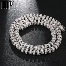 Hip Hop 6MM Bling AAA CZ Cubic Zirconia Iced Out Round Link Chain Necklace For Men Women Rapper Jewelry 18''-24''