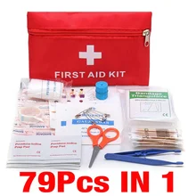 Survival 79pcs Mini Safe Camping Hiking Car First Aid Bag Kit Medical Emergency Kit Treatment Pack Outdoor Wilderness