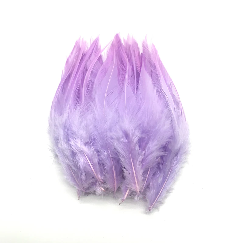 100pcs chicken feather hot sale for clothes DIY decoration 10-15cm/4-6 inch - Цвет: Светло-фиолетовый