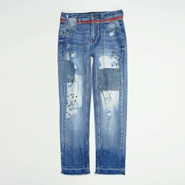 foreign-trade-original-spanish-single-d-embroidery-retro-sequins-thinner-mid-waist-loose-ladies-jeans