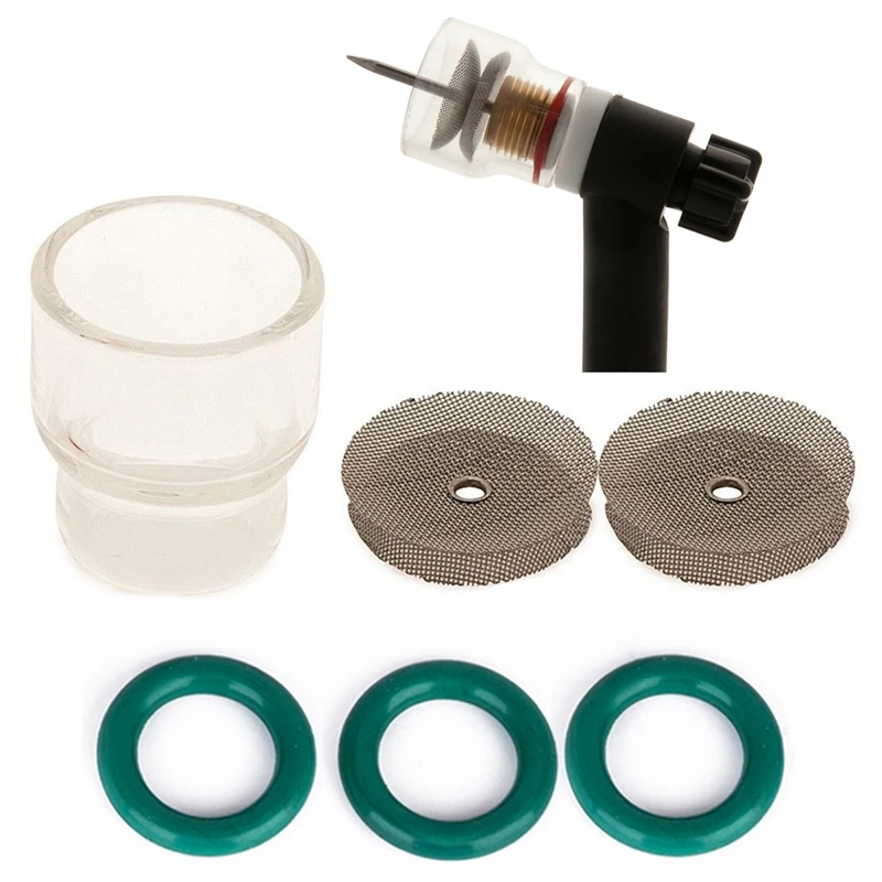 

Pyrex Tig Welding Cup Kit for Tig Torches Wp-9 & Wp-17 Gas Lens 1.6Mm and 2.4Mm #12 Size Cup with Stainless Steel Filters