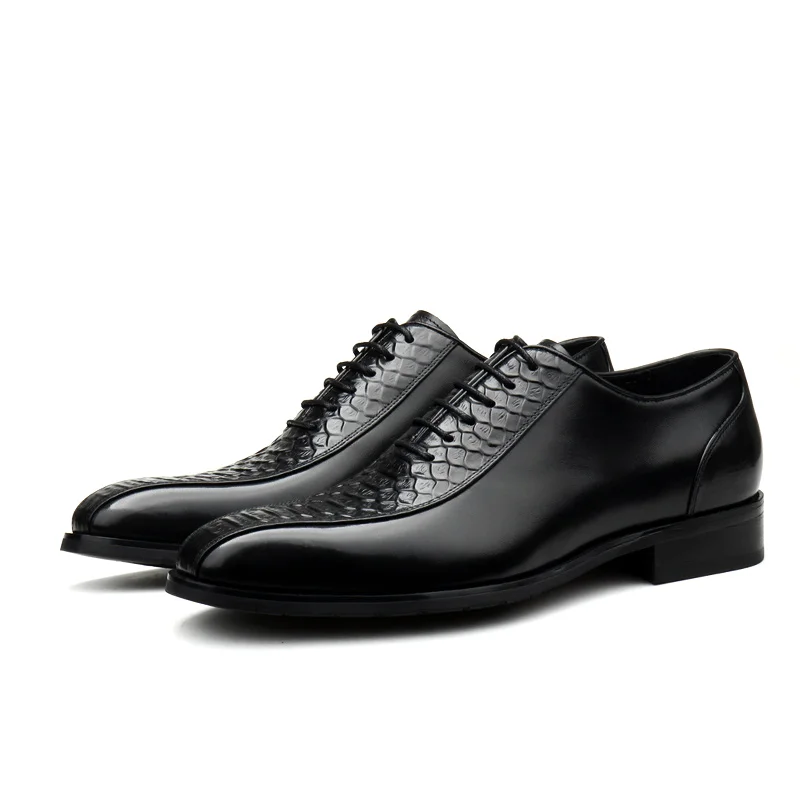 

Large Size EUR45 Fashion Black Crocodile Grain Wedding Shoes Genuine Leather Prom Dress Shoes Mens Business Shoes