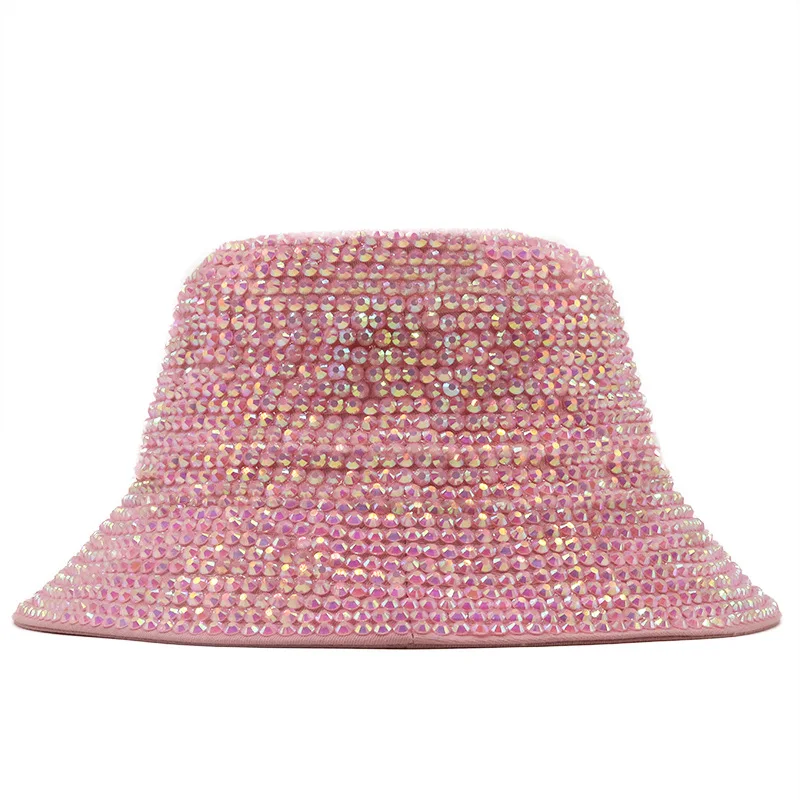 Stage women's new handmade rhinestone full drill cap men's and women's British outdoor bright diamond flash drill fisherman hat