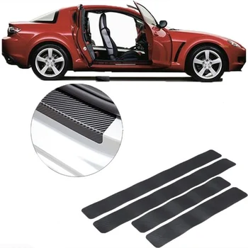 

4PCS Car Stickers Universal Sill Scuff Anti Scratch Carbon Fiber Auto Door Sticker Decals Car Accessories