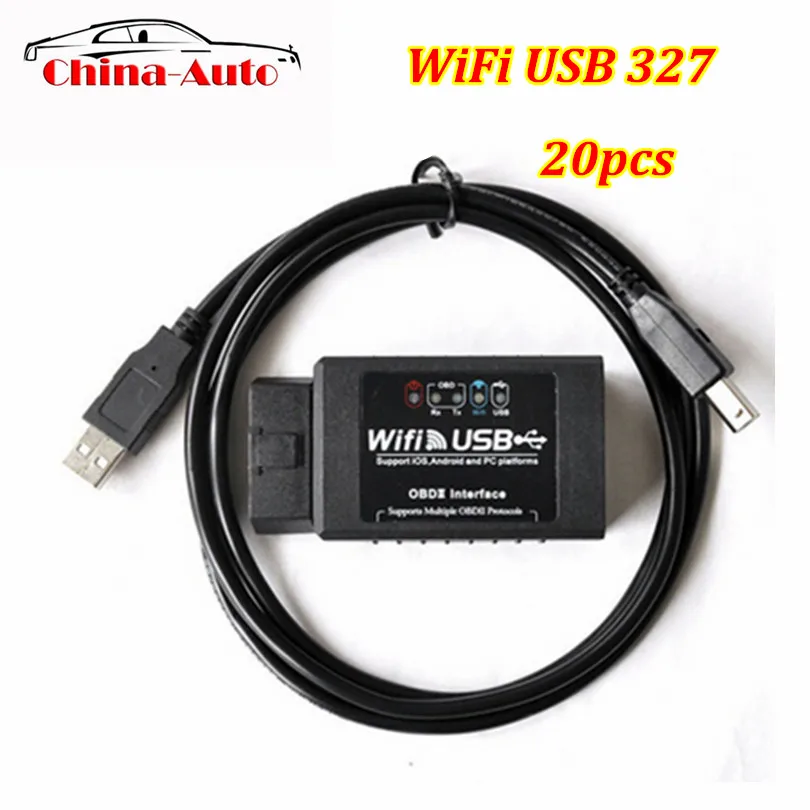 20 шт./лот Супер OBD2 сканер ELM327 Wifi+ USB автомобильный диагностический интерфейс для всех OBD2 протоколы Поддержка IOS и Android
