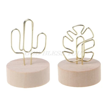 

Memo Card Photo Message Picture Clip Note Clamp Table Numbers Round Wooden Base Holder For Wedding Party