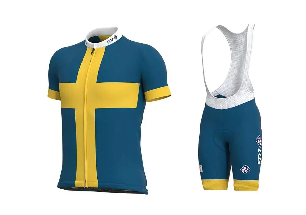 Words UPmemorial-Maillot de cyclisme à manches courtes pour hommes, vêtements de vélo, short à bretelles, équipe suédoise FDJ, 2020