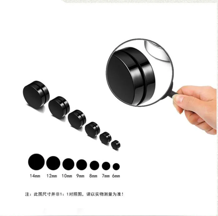 

1PCS Black Magnet Earring Unisex Fashion Jewelry No Piercing Magnetic Earrings Fake Ear Plug For Men Women Slimming