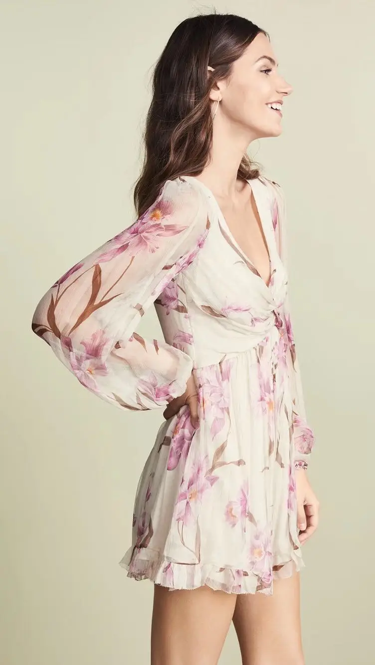 EASYSMALL, женское летнее платье, модное, сексуальное, высокого класса, Vestidos, стиль кантри, повседневное, с высокой талией, с длинным рукавом, с v-образным вырезом, платья