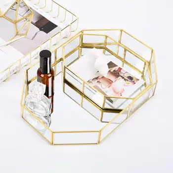 

Transparent Glass Multifunctional Storage Box Tray Jewelry Organizer Cosmetic Container Makeup Display Holder Home Decor