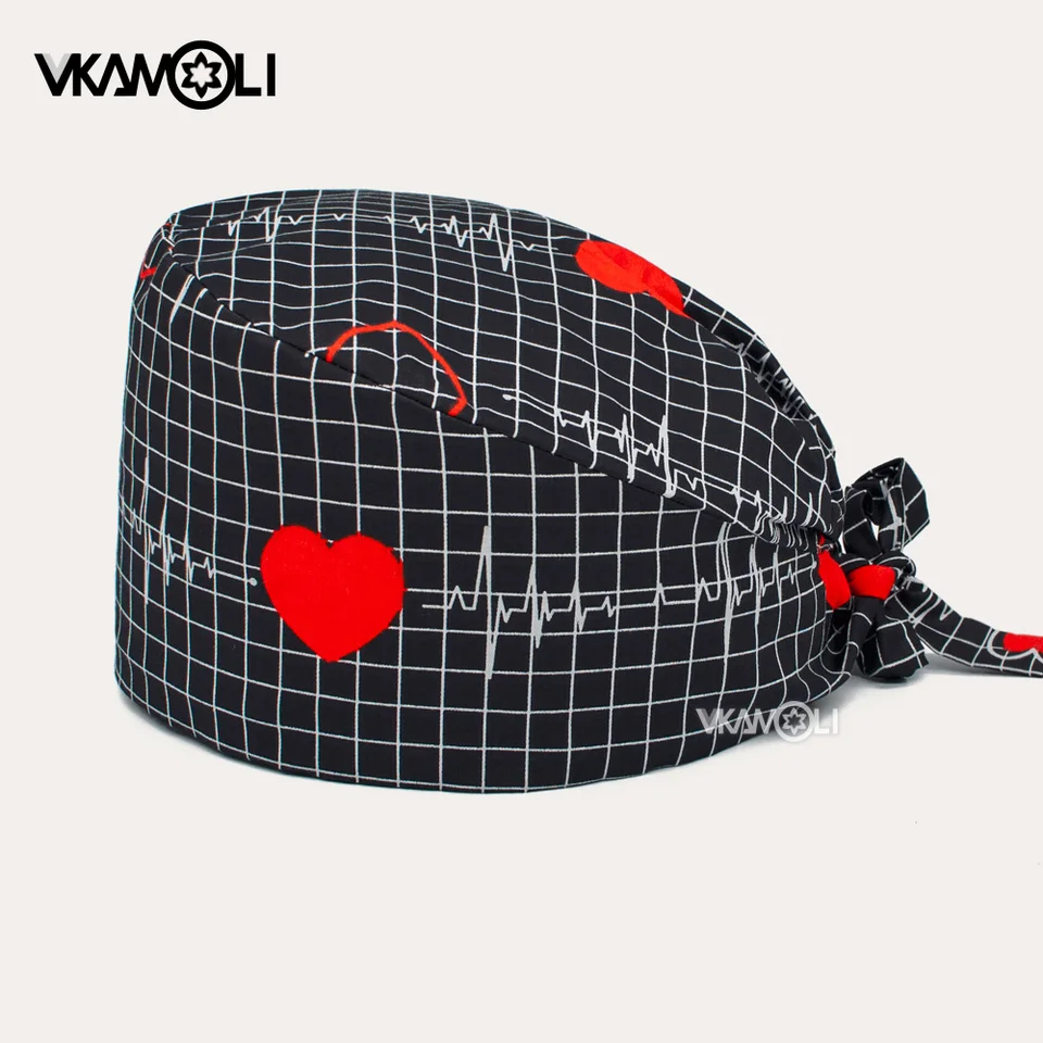 Yolev 3 Pezzi Berretto Chirurgico Regolabile con Bottone - Da Lavoro e Infermiera, Stampa Cotone, Unisex con Cappuccio Antipolvere (Stile Floreale
