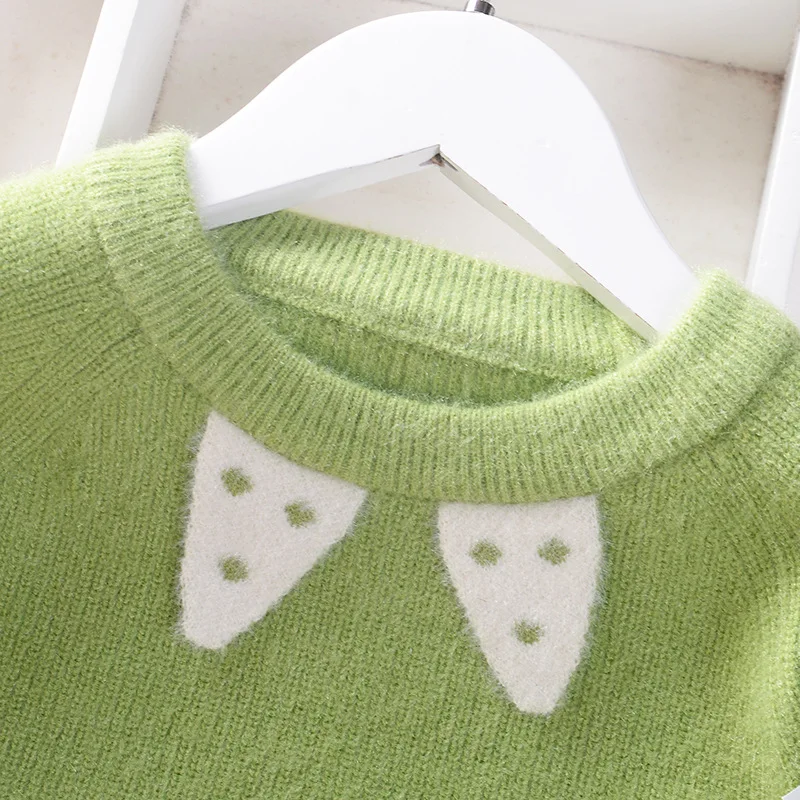 

Baby Pullover Sweater 2019 Autumn And Winter New Style Korean-style Baby Knitted Sweater Fashion-Girls Lace-up Sweater Batch