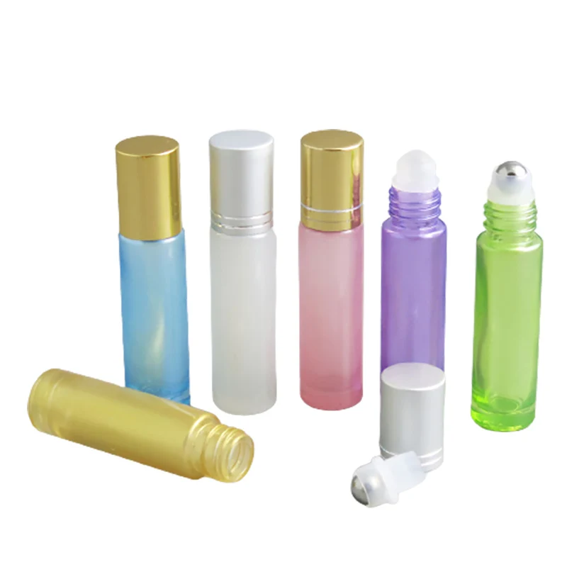 

200 x 10ml colorful roll on roller bottles for essential oils 10cc 1/3oz refillable perfum bottle deodorant containers