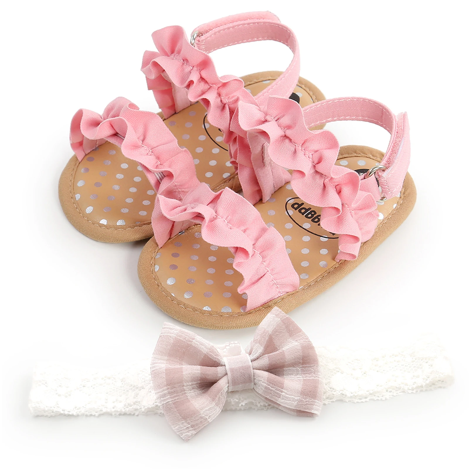 Infant Baby Girl Shoes Toddler Flats Sandals Premium Soft Rubber Sole Anti-Slip Summer Flower Lace Crib First Walker Shoes