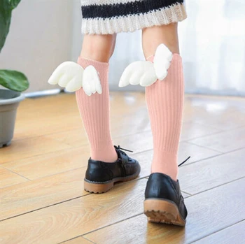 

Kids Toddler Girls Ruffles Soft Cotton Knee High Leg Warmer Angel Wings Socks Frugal 0-4Y