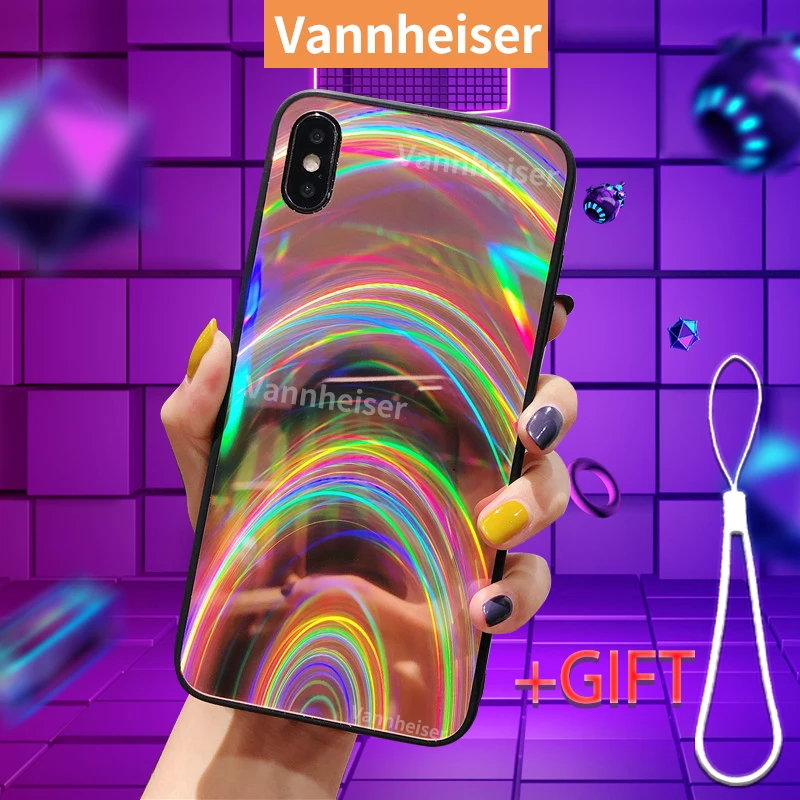 Rainbow Glitter Phone Cover for Funny Bar iPhone 11 Pro SE 2020 7 8 6S Luxury Laser Glisten 12 Mini X XR XS Max Case | Мобильные