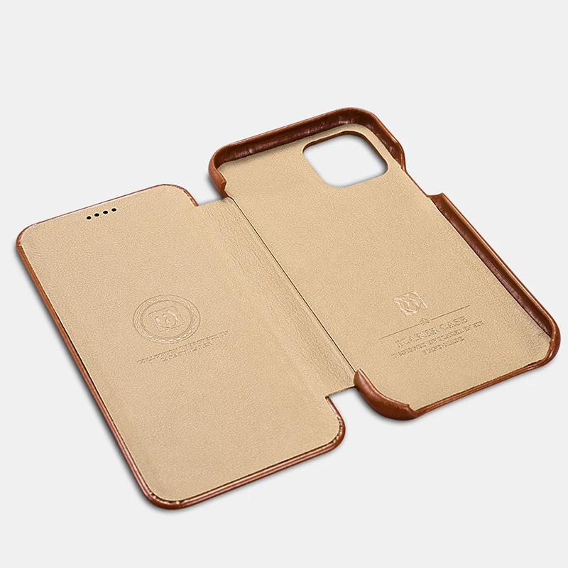 Чехол ICARER из натуральной кожи для iPhone 11, роскошный флип-чехол для Apple iPhone 11, изогнутый край, винтажный Чехол-книжка