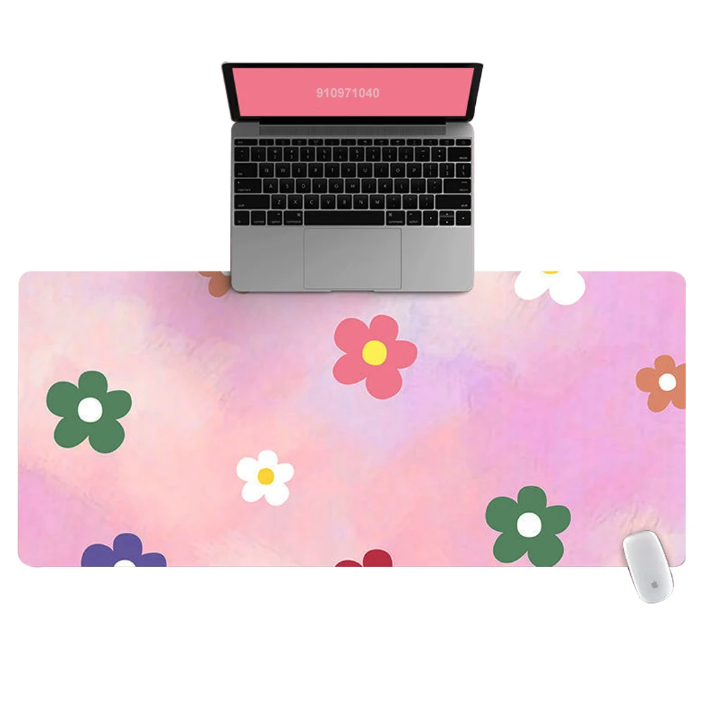 XXL Office Computer Desk Mat Table Keyboard Big Mouse Pad Pink flowers Laptop Cushion Desk Non-slip Mat Gamer Mousepad Mat