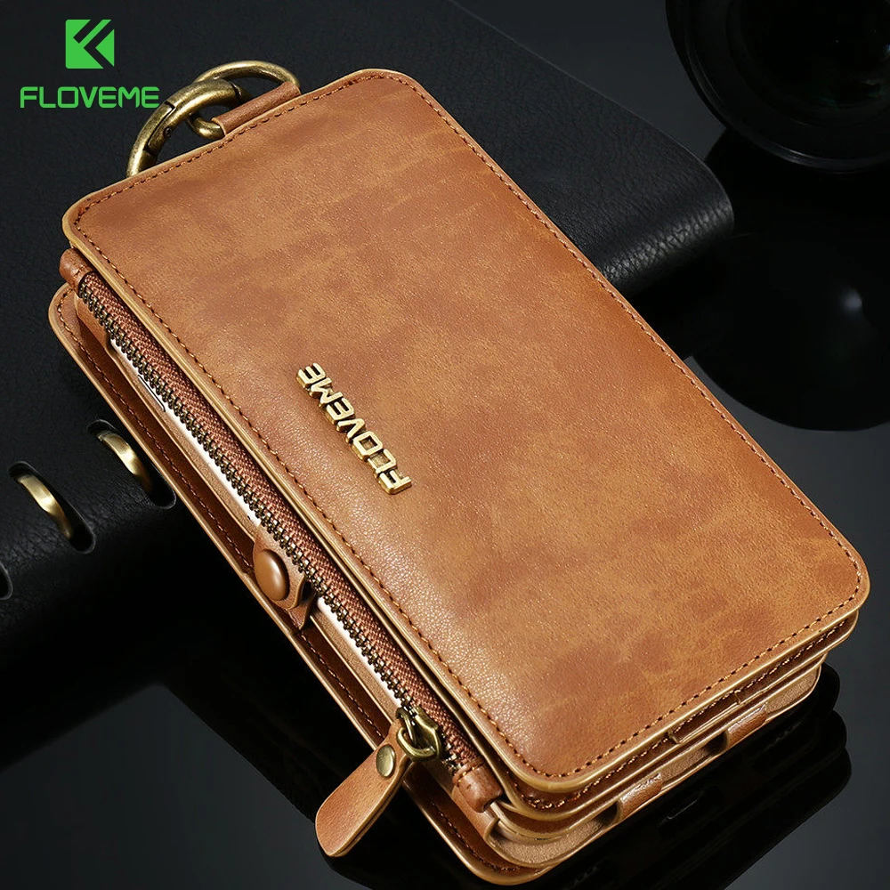 

FLOVEME Classical Leather Wallet Case For iPhone 11 Pro Max XR X XS Max 8 7 6 6s Plus 5S Cases Retro Full Protective Pouch Cover