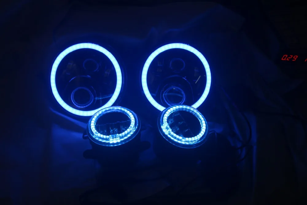 Bluetooth App контролируемый RGB Halo Led 7 дюймов фары " Противотуманные фары комбо набор для Jeep Wrangler JK JKU 2007