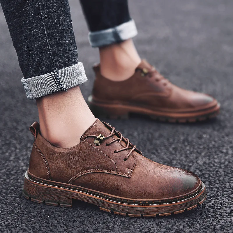 

New Style Martin Boots Genuine Leather First Layer of Leather MEN'S SHOES Casual Men Low Top Work Shoes Daily Life Outdoor Thick
