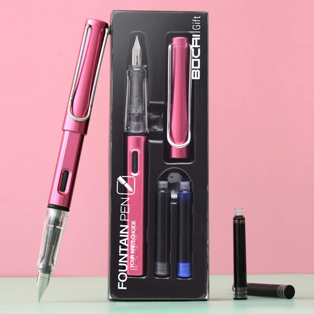 

1pcs Fountain Pen Set 0.38mm Writing Signature Pen Black Bule Ink Sac Student Office Stationery