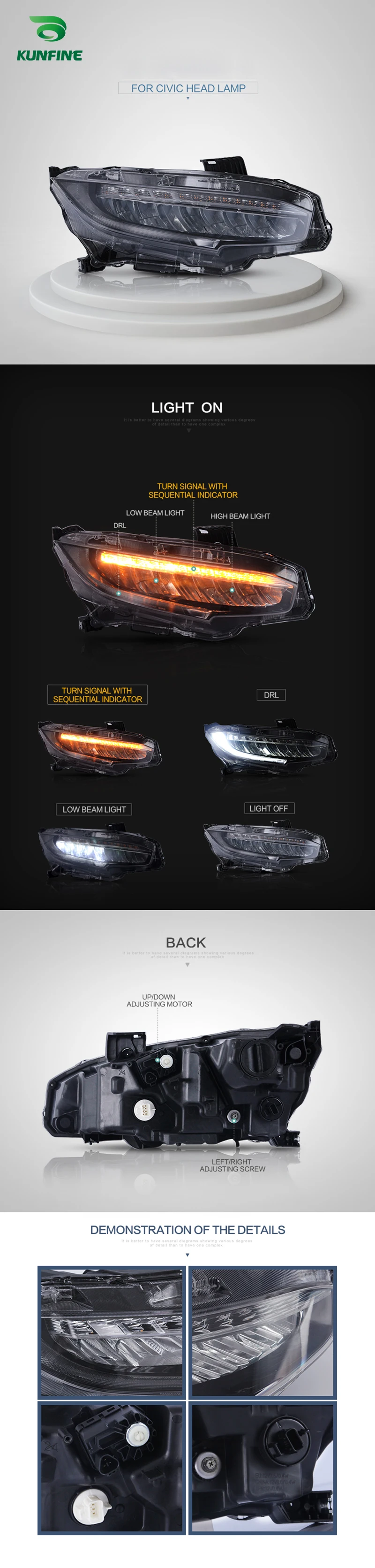 Car HeadLight Assembly for Honda Civic (2)