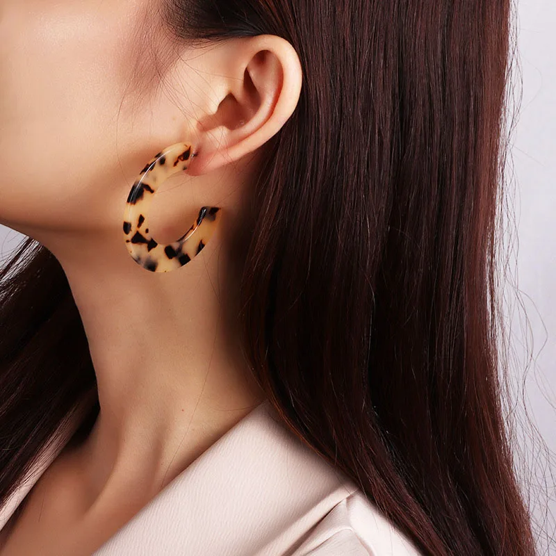 

New Trendy Earrings For Women Autumn New Joker Round Notched C Shaped Fancy Colorful Earrings Drop Earrings Female