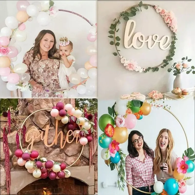 

80cm Round Circle Balloon Wreath Hoop Balloon Ring Arch Bow for Birthday Wedding Decorations Baby Shower Party Navidad