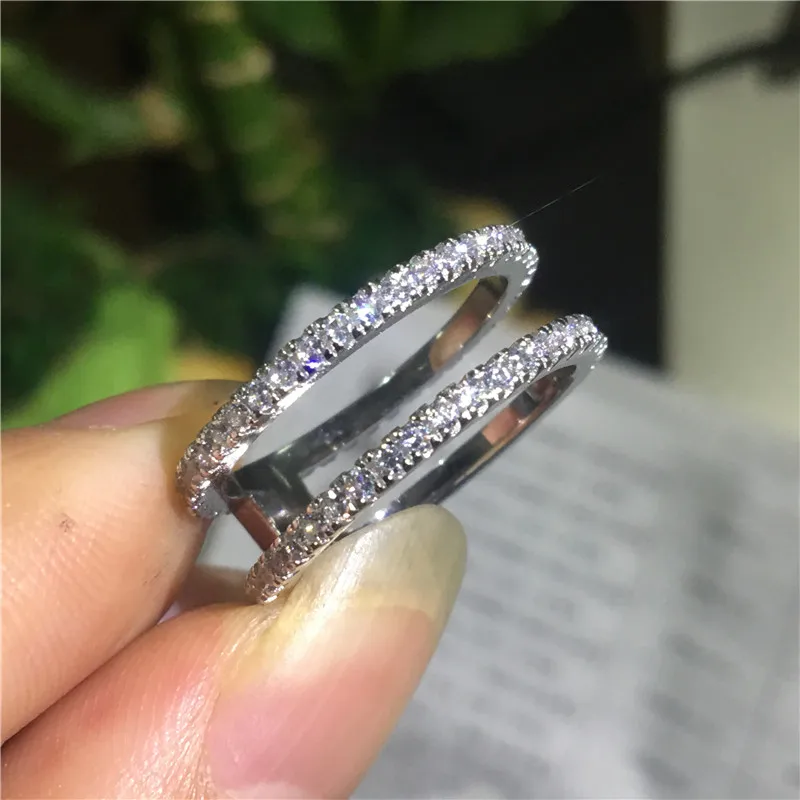 Choucong Empressa, стильное двойное кольцо, 925 пробы, серебряное, проложенное AAAAA cz, вечерние, обручальные кольца для женщин, ювелирные изделия
