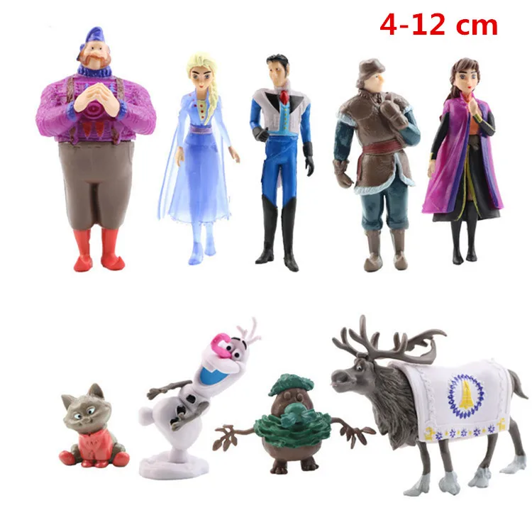 10 шт./компл. Frozen2 фигурки Анна Эльза Фигурки игрушки Снежная королева ПВХ Модель аниме игрушка Коллекция Ханс подарок для детей Детские игрушки - Цвет: 9pcs  4-12cm