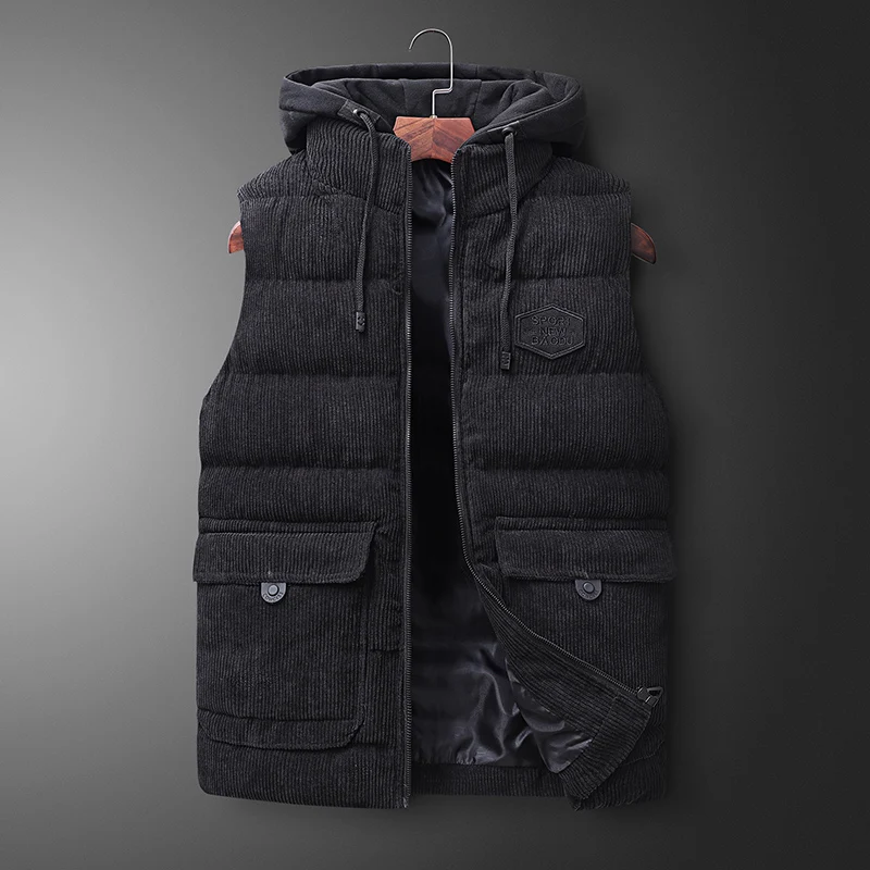 Мужской s пиджак без рукавов, жилет зима весна модные повседневные пальто мужские хлопковые теплые мужские жилеты мужские теплые жилеты Большие размеры 7XL - Цвет: Черный