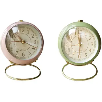 

2 Pcs Silent Alarm Clock Timer Metal Fashion Metal Alarm Clock Classic Alarm Clock Desktop Alarm Pink & Green