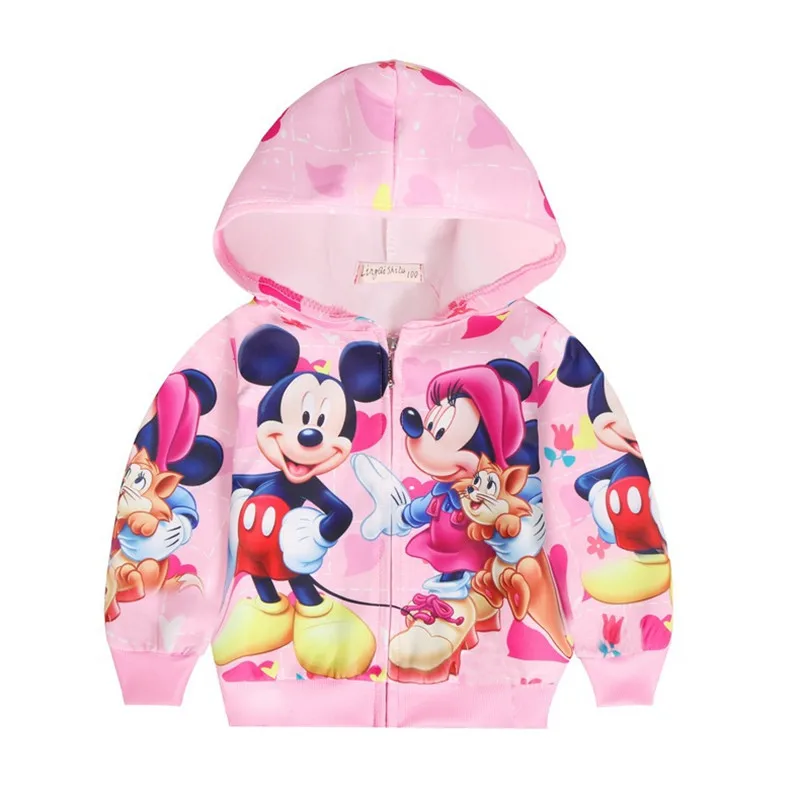 W39091 PINK Детские куртки с героями мультфильмов; Верхняя одежда для малышей; модные толстовки с капюшоном; пальто с Минни; толстовки с капюшоном для маленьких девочек; хлопковая куртка; пальто; детская одежда - Цвет: W39091 PINK