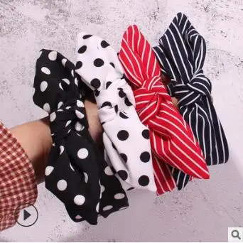 Mix Colore 50 шт./лот DIY мульти простые ткани волновой точки полосатая повязка на голову бант повязка для волос Инструменты для укладки аксессуар HA901 - Цвет: Mix Colore